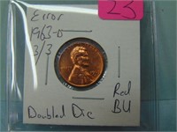 1963-D 3/3 Doubled Die Error Lincoln Penny - Red B