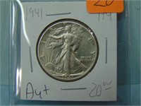 1941 Walking Liberty Silver Half Dollar - AU+