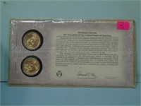 Two Abraham Lincoln Presidential Dollars in Card