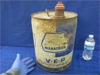 old "marathon" 5-gallon oil can