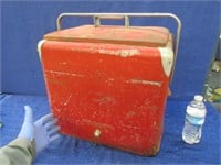 antique red metal cooler (larger size)
