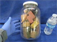 1 gallon glass jar with wooden blocks & shakers