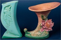2 Vintage Pottery Roseville Vases 177-6 & 781-6