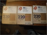 3 Packs of 220 Grit Sandpaper Sheets