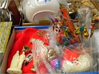 VINTAGE CHRISTMAS DECORATIONS, BULBS,STOCKINGS