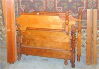 Pair of maple pineapple post twin beds