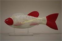 11" Red and White Fish Spearing Decoy by Mike 'Da