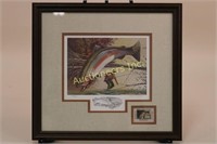 Framed and Matted 1982 Trout & Salmon Stamp and