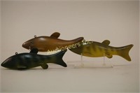 Lot of Three 6.75" Fish Spearing Decoys by Frank