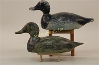 Pair of Drake and Hen Bluebill Duck Decoys by