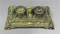 FRENCH BRASS DOUBLE INKWELL