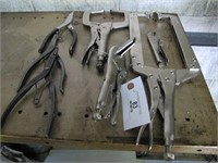 ASSORTED VICE CLAMPS & SNAP RING PLIERS