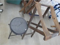 Tall Serving or Luggage Stand, Small Folding Stool