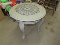 Round Hand Painted End Table
