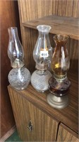 3 x Oil Lamps and Glass Mantle