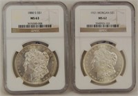 MORGAN SILVER DOLLARS 1880 S MS 63 and