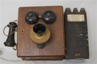 American ca. 1920 oak pay phone