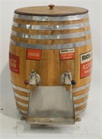 Vintage oak Coca Cola barrel w double dispensers