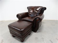 Leather Styling Arm Chair & Foot Stool