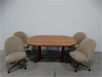 Dining Table w/Leaf & 4 Upholstered Chairs