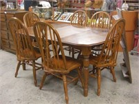 Solid Quarter-Sawn Oak Dining Table w/6 Chairs