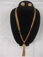 Gold Toned Matching Necklace and Earrings