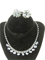 1 Light Blue Rhinestone Necklace and Earrings