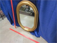 oval gold framed mirror - 21in wide x 30in tall