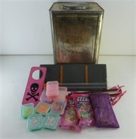 Vintage Tin and Box of Beads - Craft Supplies
