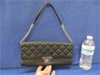 calvin klein black leather chain purse