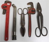 Pipe Wrenches, Snips, & Socket Tool