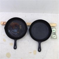Pair of Unmarked #7 BSR Cast Iron Pans