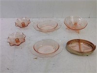 (6) Pc Pink Depression Glass
