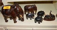6 WOOD CARVED ELEPHANTS