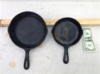 Pair of Unmarked Wagner #'s 5 & 6 Cast Iron Pans