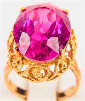 Jewelry 14k Yellow Gold Red Gemstone Cocktail Ring