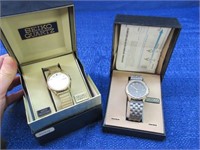 2 used seiko men's wrist watches in boxes