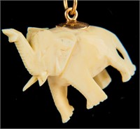 Jewelry 14kt Yellow Gold Ivory Elephant Necklace