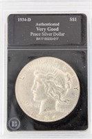 Coin 1934-D Peace Silver Dollar Certified & Graded