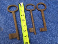 3 large old metal keys