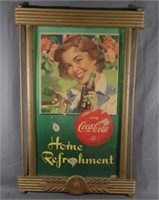 1951 Coca Cola Cardboard Advertising Sign & Frame