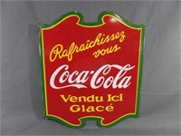 1938 Coca Cola Porcelain 2 Sided French Sign