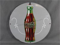 1930's Coca Cola Grey Coke Bottle Porcelain Sign