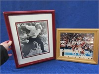 2 framed iu pictures: coach knight throwing chair-