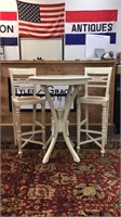 FRENCH PROVINCIAL STYLE PUB TABLE WITH MATCHING