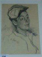 David Burliuk, Pencil Drawing of a Young Man