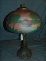 Reverse Painted Lamp & Base
