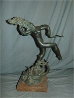 Bronze Sculpture, Nude with Snakes, Signed