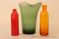 Lot of 3 Hand Made Glass Vases