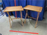 2 wooden tv trays